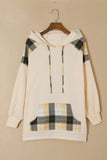 MQTIME  -   Drawstring Plaid Long Sleeve Hoodie