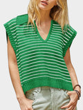 MQTIME  -   Collared Neck Striped Sweater Vest