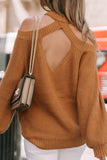 MQTIME  -  Cutout Back Cold Shoulder Long Sleeve Sweater