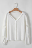 MQTIME  -  Lace Detail Drop Sleeve Ribbed Top