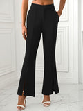 MQTIME  -  Slit Flare Pants with Pockets