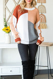 MQTIME  -  Color Block Drop Shoulder Long Sleeve Sweater