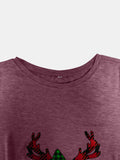MQTIME  -  Full Size Reindeer Round Neck Long Sleeve T-Shirt