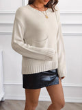 MQTIME  -  Round Neck Dropped Shoulder Sweater