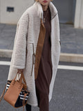 MQTIME  -  Plus Size Drawstring Zip Up Turtleneck Sherpa Coat