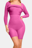 MQTIME  -  Basic Bae Full Size Built-In Shapewear Square Neck Long Sleeve Dress