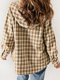 MQTIME  -  Plaid Snap Down Plush Hooded Jacket