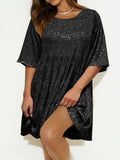 MQTIME  -  Round Neck Half Sleeve Mini Dress