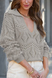 MQTIME  -  Hollow Out Johnny Collar Sweater