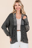 MQTIME  -   Mittoshop Contrast Patch Open Front Mineral Wash Cardigan