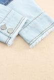 MQTIME  -   Raw Hem Color Block Denim Jacket