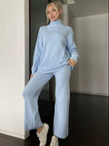 MQTIME  -  Turtleneck Long Sleeve Top and Drawstring Pants Sweater Set