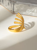MQTIME  -   Stainless Steel Irregular Lines Open Ring