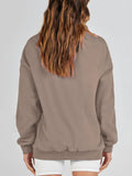 MQTIME  -  Mock Neck Drop Shoulder Long Sleeve Sweatshirt