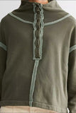 MQTIME  -   Exposed Seam Half Snap Long Sleeve Sweatshirt