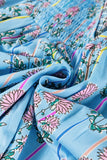 MQTIME  -  Smocked Floral Print Tie Neck Blouse