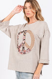 MQTIME  -  SAGE + FIG Floral Peace Patch Round Neck Top