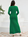 MQTIME  -   Round Neck Long Sleeve Dress