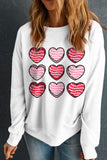 MQTIME  -  Valentine's Day Heart Round Neck Long Sleeve Sweatshirt