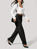 MQTIME  -  Wide Leg Pants with Pockets