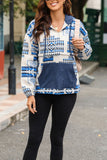 MQTIME  -  Geometric Quarter Zip Long Sleeve Hoodie