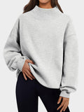 MQTIME  -  Mock Neck Drop Shoulder Long Sleeve Sweatshirt