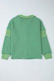 MQTIME  -  Stripe Johnny Collar Long Sleeve Top