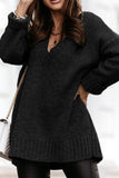MQTIME  -  V-Neck Dropped Shoulder Sweater