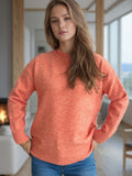 MQTIME  -  Round Neck Drop Shoulder Long Sleeve Sweater