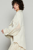 MQTIME  -  POL Openwork Lantern Sleeve Button Down Gauze Shirt