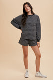 MQTIME  -  Annie Wear Checkered Round Neck Top and Drawstring Shorts Set