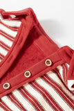 MQTIME  -  Stripe Johnny Collar Drop Shoulder Sweatshirt