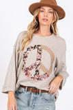 MQTIME  -  SAGE + FIG Floral Peace Patch Round Neck Top