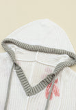 MQTIME  -  Drawstring Flower Hooded Knit Top