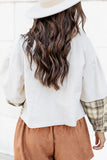 MQTIME  -  Corduroy Plaid Button Up Drop Shoulder Shacket