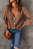 MQTIME  -  Openwork V-Neck Button Up Cardigan
