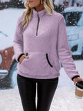 MQTIME  -  Half Zip Long Sleeve Furry Sweatshirt