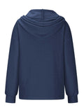 MQTIME  -  Drawstring Quarter Button Long Sleeve Hoodie