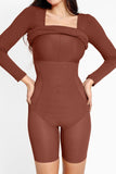 MQTIME  -  Basic Bae Full Size Built-In Shapewear Square Neck Long Sleeve Dress