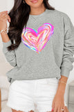MQTIME  -  Valentine’s Day Heart Round Neck Drop Shoulder Sweatshirt