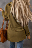MQTIME  -  Drawstring Texture Long Sleeve Hoodie