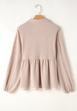 MQTIME  -  Corded Johnny Collar Long Sleeve Babydoll Blouse