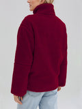 MQTIME  -   Turtleneck Zip Up Long Sleeve Plush Jacket