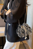 MQTIME  -  Sequin Chain Drawstring Bucket Bag