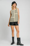 MQTIME  -  Umgee Round Neck Texture Striped Tank