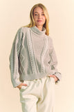 MQTIME  -  Davi & Dani Cable-Knit Turtleneck Dropped Shoulder Sweater