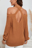 MQTIME  -  Cutout Back Cold Shoulder Long Sleeve Sweater