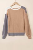 MQTIME  -  Color Block Round Neck Drop Shoulder Sweater