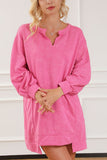 MQTIME  -  Notched Long Sleeve Oversize Sweatshirt