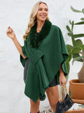 MQTIME  -  Fuzzy Trim Open Front Poncho